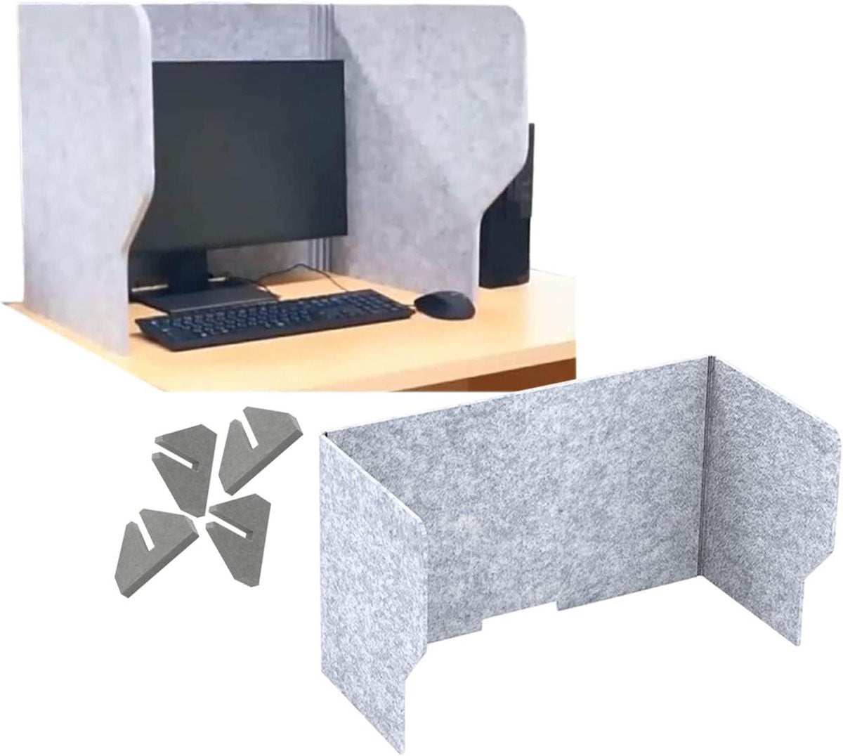 Grijs Bureau Scheidingswand - Geluidsabsorberend en Opvouwbaar Privacy Scherm