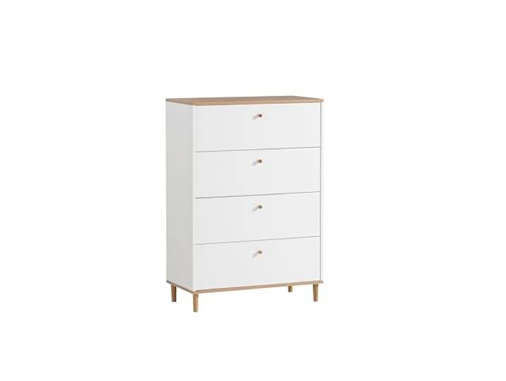 Schildmeyer Kommode Hilda 701890, weiß matt/artisaneiche Dekor, 80 x 40 x 116,7 cm
