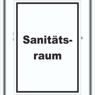 HB-Druck Sanitätsraum Aufkleber mit Text Krankenzimmer hochkant A5 (148x210mm)