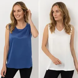JERYMOOD HOMEWEAR 2 Tops Mikrofaser 1x Rundhalsausschnitt 1x V-Ausschnitt