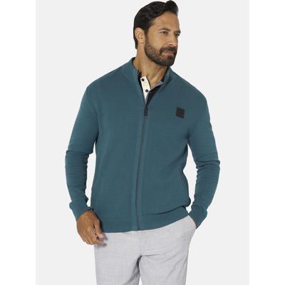 Strickjacke JAN VANDERSTORM "Strickjacke INGAR", Herren, Gr. XXL, blau (petrol), Obermaterial: 100% Baumwolle CO., Strickjacken Strickjacke