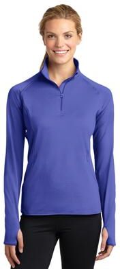Sport-Tek LST850 Athletic Women's Sport-Wick Stretch 1/4-Zip Pullover Top in Iris Purple size Large   Polyester/Spandex Blend