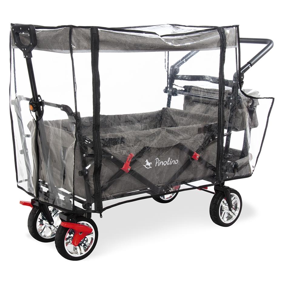 Pinolino Klappbollerwagen "AddPlus" mit Bremse, grau meliert, inkl. Regenschutz (238045)