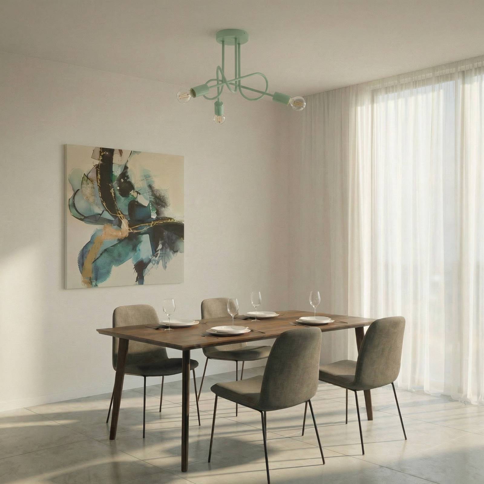 Deckenlampe Oxford HELAM, dimmbar, grün, für Wohn- / Esszimmer, Metall, Modern, Deckenlampe