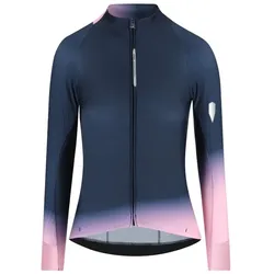 Q36.5 Langarmtrikot Damen Gregarius Hybrid Collar Fade | nautica blue