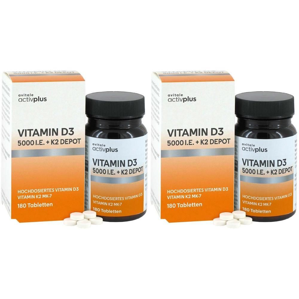 Activplus Vitamin D3 5000 I.e.+K2 Depot Tabletten 2x 2x180 St