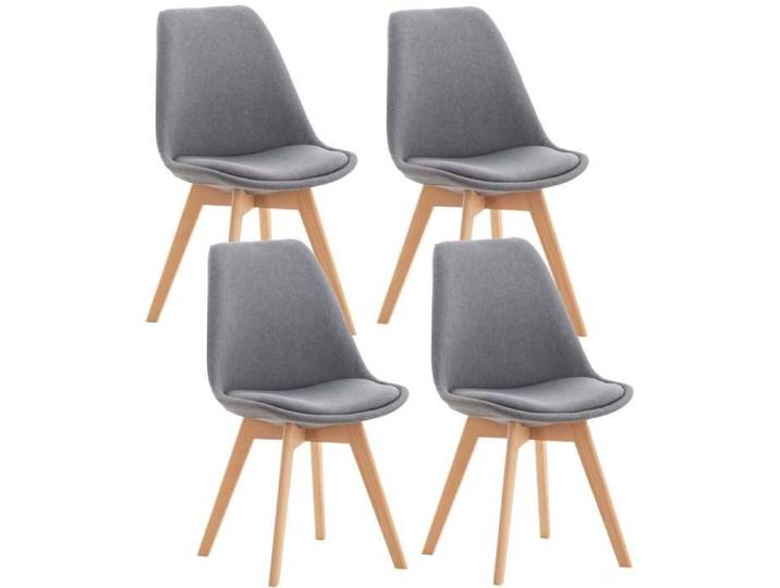 Chaises de cuisine Linares - CLP - Lot de 4 - Gris clair - Tissu