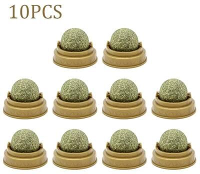 Inspired Finds Natural Edible Catnip Ball Toys For Teeth Cleaning, Play & Enrichment rotating Mint 10pcs