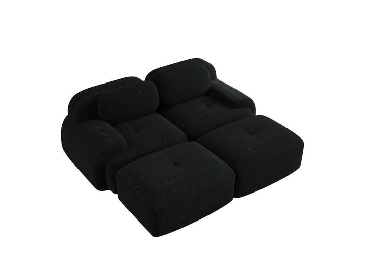 Meubles Cosy Sofa Modulares 2-Sitzer, rutschfeste Unterseite, Cord, Schwarz, 178x70x208 cm, Wohnzimmer, Sofas & Couches, Sofas
