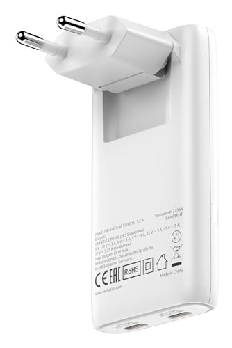 Verbatim Fold 'n' Go GaN Charger 65W USB-C snellader met 2 poorten, wit