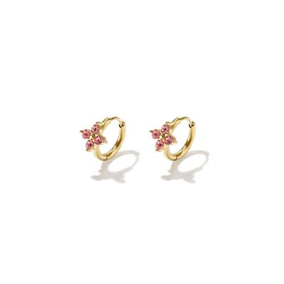 Paar Ohrhänger ADELIA´S "LIVAYA Ohrringe Creolen mit Blumenmotiv aus Edelstahl", Damen, Gr. Damen, Edelstahl, rosa, Ohrringe, Modisch mit einer Blüte aus Strass akzentuiert