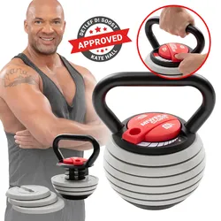 Miweba Sports Kettlebell KB300, verstellbar, 3,4-18 kg, 6 Gewichtscheiben, Easy-Lock-Mechanismus