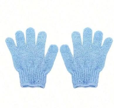 Shop Station Reversible Exfoliating Shower Gloves For Deep Cleansing & Smooth Skin blue