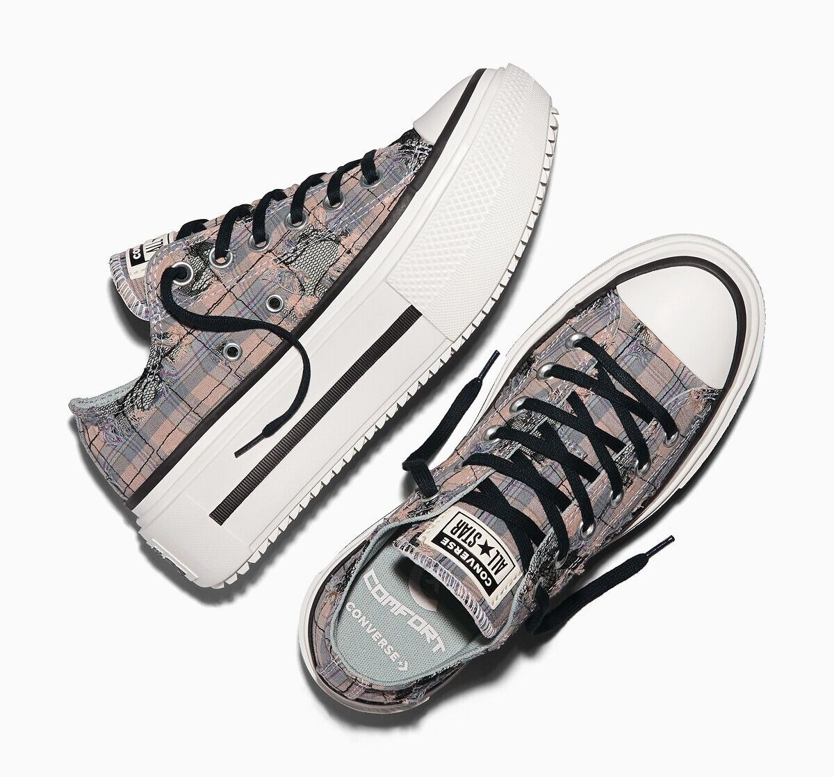 CONVERSE Baskets CHUCK TAYLOR ALL STAR LIFT DOUBLE STACK OX PLAID LACE MATERIAL