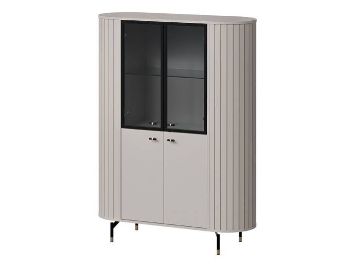 MIRJAN24 Vitrine Zante 2D2W 01 (mit vier Drehtüren) Stahlfüße und Griffe, Beleuchtung als Option