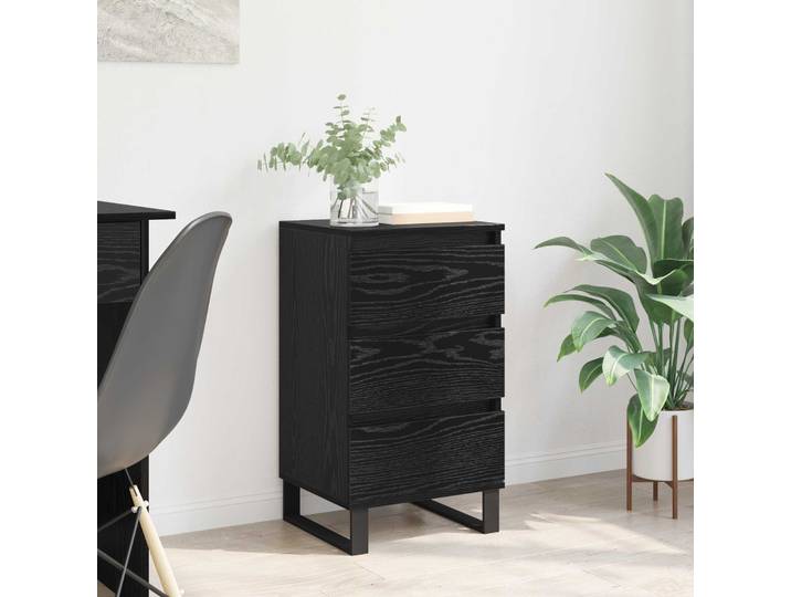 vidaXL Sideboard Schwarz Eichen-Optik Holzwerkstoff