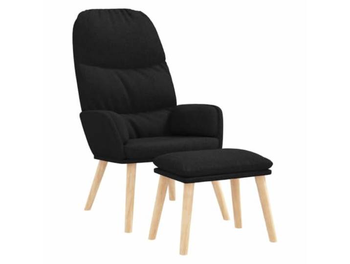 Makastle Relaxsessel mit Hocker Schwarz Stoff