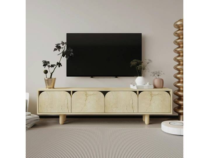 Meuble TV 180 4 portes VAREN - Chêne