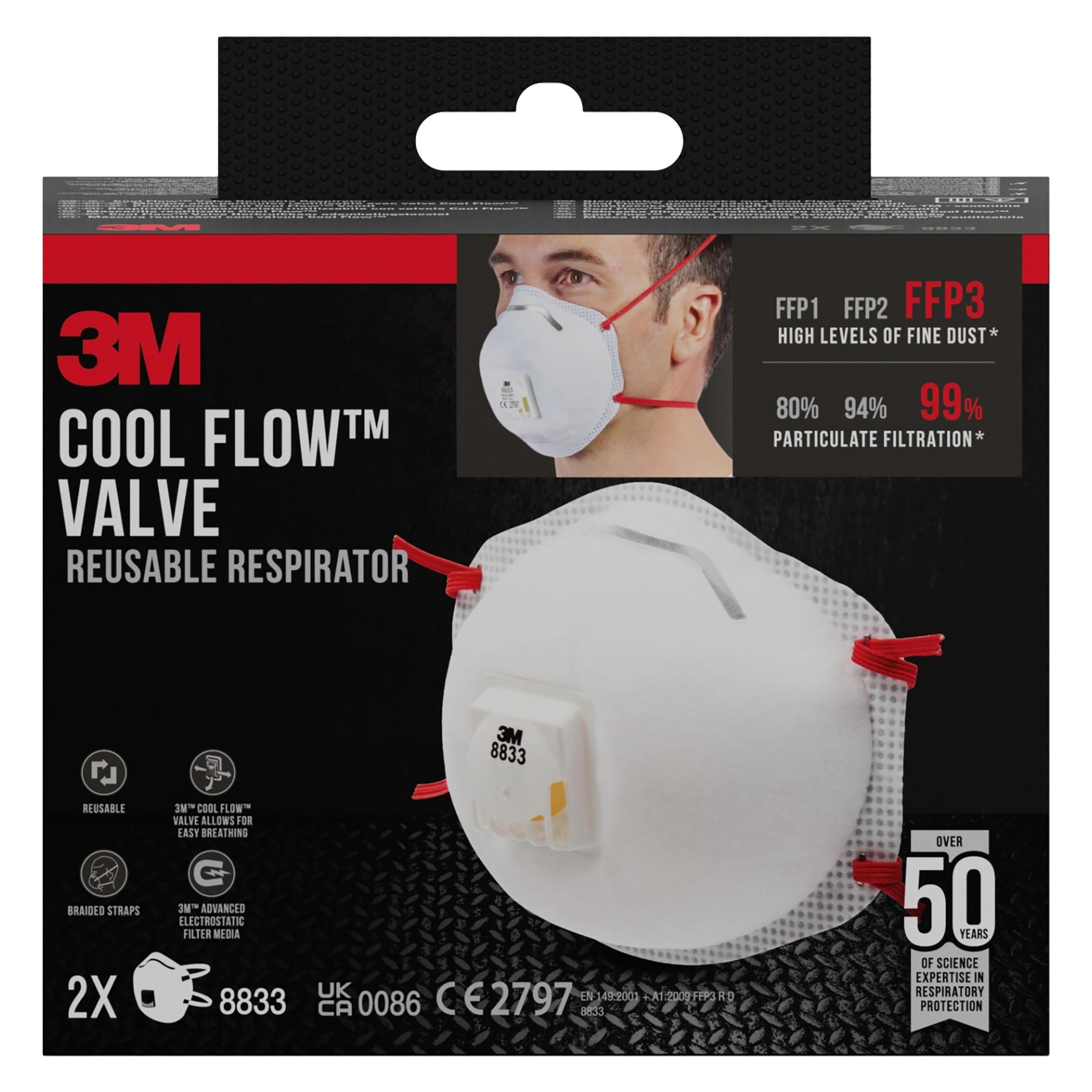 3M Maske Dämmstoff (FFP3, 2x) (8833C2)