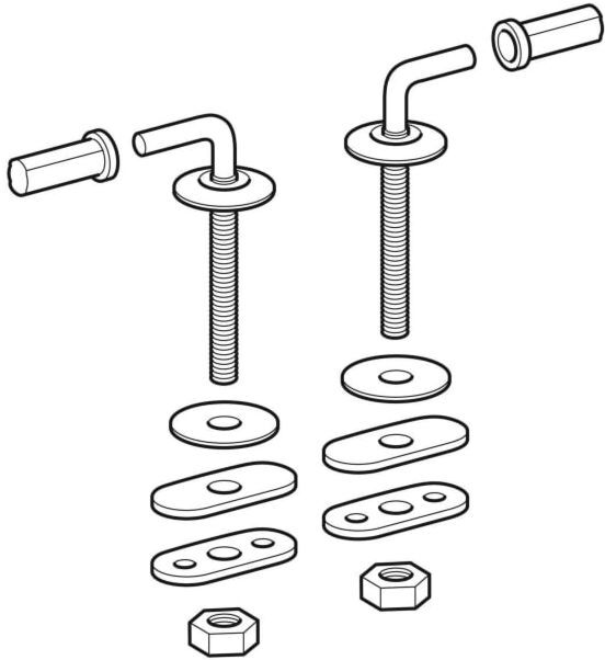 Geberit Renova Scharnier-Set 598165000 Befestigung von unten, Edelstahl, für WC-Sitz