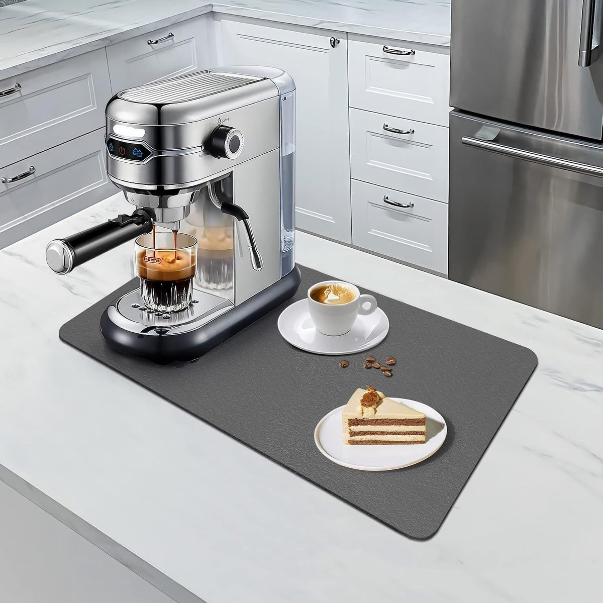 Absorberende Droogmat voor Afwas, Keuken en Badkamer - Antislip Onderlegger (50 x 30 cm, Donkergrijs)