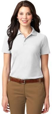 Port Authority L510 Women's Stain-Resistant Polo Shirt in White size 3XL   Cotton/Polyester Blend