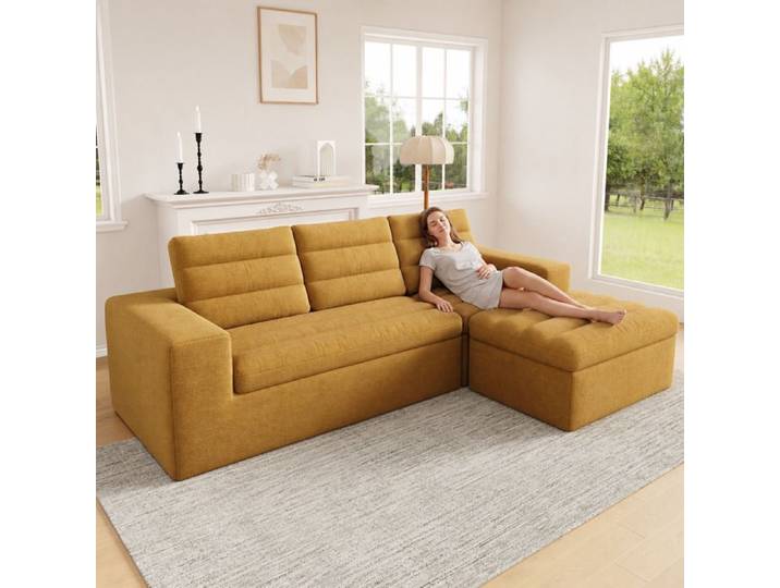 Un canapé en forme de L modulaire Combinable Pas besoin de structure Orange Un canapé rembourré Un design sans cadre