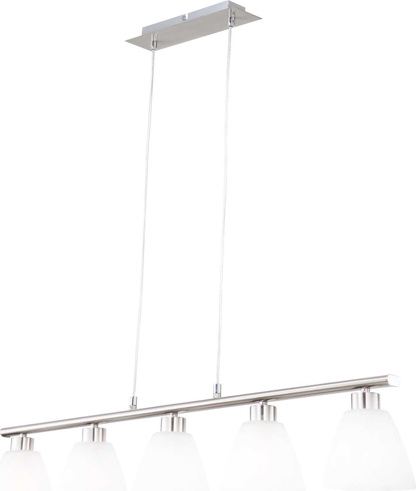 Globo Lighting Klassieke hanglamp Illimani zilver met wit glazen kegelvorm