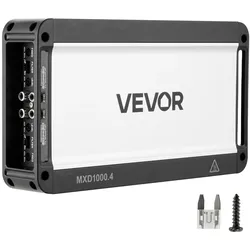 VEVOR Autoverstärker 4-Kanal, Endstufe Klasse D Überbrückbar, Max. 4 x 500 W an 4 Ohm / 4 x 1000 W an 2 Ohm, Hochleistungsverstärker für SUVs Pickups Geländewagen Mehrkanal-Audioverstärker