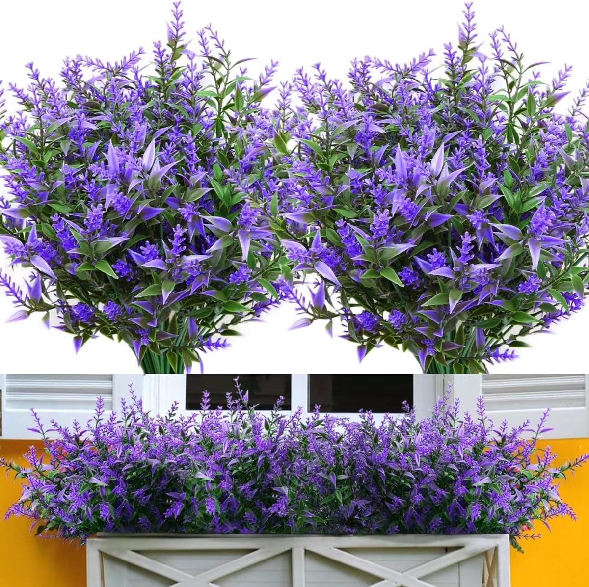 SnelShoppen 12 stuks kunstmatige lavendel bloemen, UV-bestendig, paars
