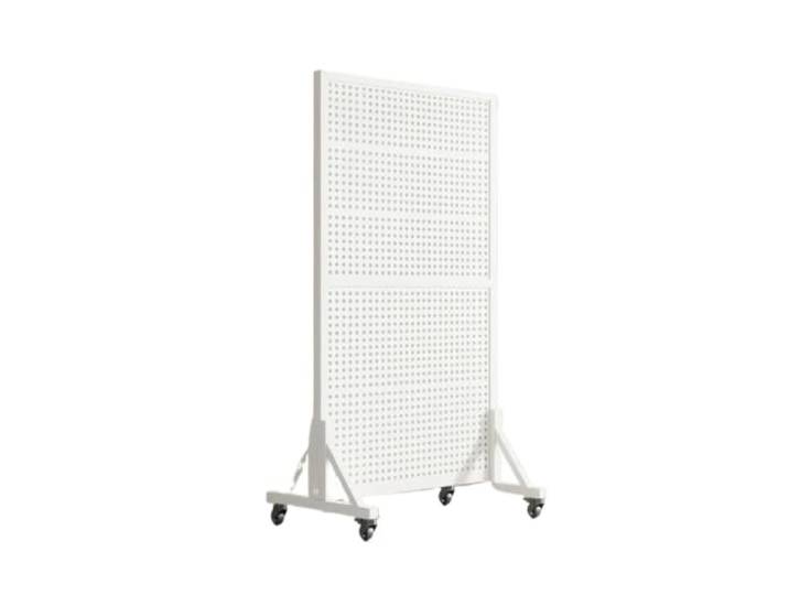 ZGCrumphant Stecktafel-Präsentationsständer mit Rollen Freistehend mit perforierten Haken auf Rädern(White 80x150cm)