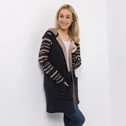 DINE 'N' DANCE Longcardigan offene Front mit Kapuze figurumspielend