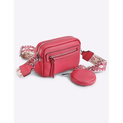 Handtasche HEINE, Damen, Gr. B/H/T: 19cm x 14cm x 8cm, pink, Microfaser, Viskosemischung, unifarben, Taschen Handtasche