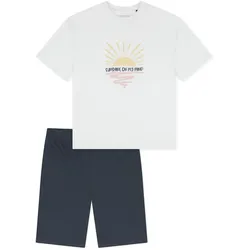 SCHIESSER Mädchen Schlafanzug Set - kurz, Teens, Baumwolle, Motiv Weiß/Dunkelblau / 140