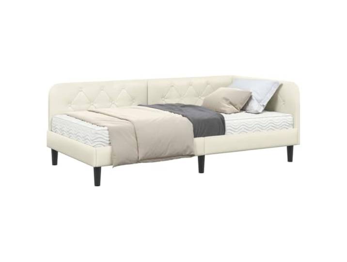 KTHLBRH Ecksofa, Samt, Creme, 90 x 190 cm Platzsparend für kleine Wohnzimmer, modernes Design, weich und bequem
