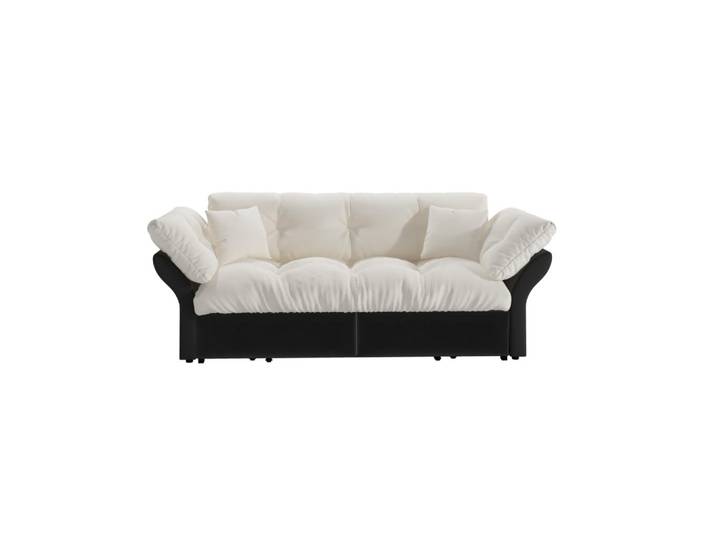 Oxeza Schlafsofa 190/85/91 cm Beige Samt mit Tufting und 2 weichen Kissen, Mode, 190x91x85 cm, Babymöbel & Kindermöbel, Kinderzimmer & Jugendzimmer, Schlafsofas