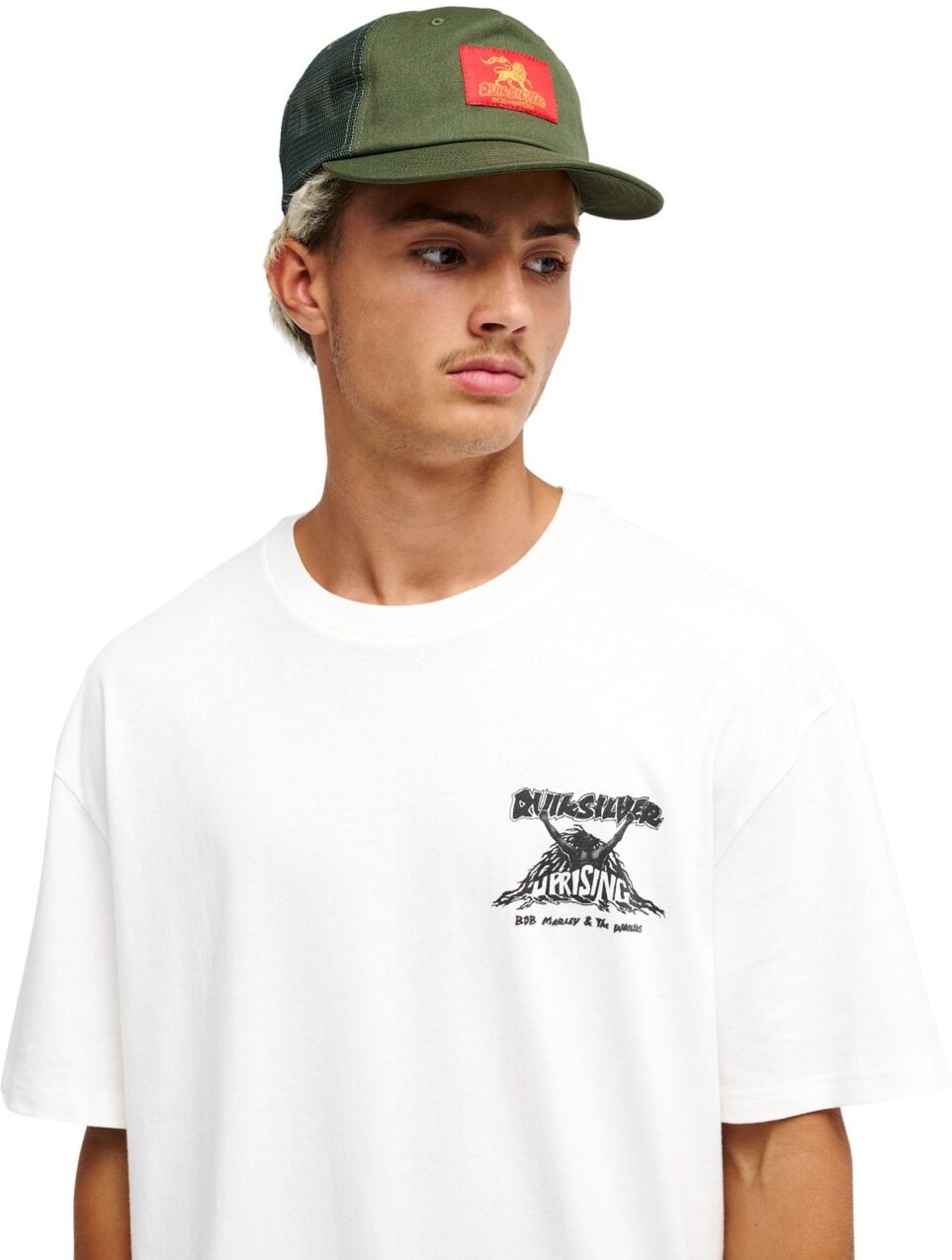 T-Shirt QUIKSILVER "Bob Marley Uprising", Herren, Gr. L, weiß, Obermaterial: 100% Baumwolle., Shirts T-Shirt weiß L
