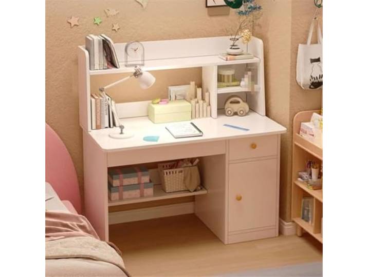 WXHJM Kinderschreibtisch, Schreibtisch, Holz Kindertisch- Und Stuhl-Kinderschreibtisch Mit Schubladen Und Ablagefächern, Lesen/Lernen/Schreiben, Für Mädchen Und Jungen Kinderzimmermöbel White