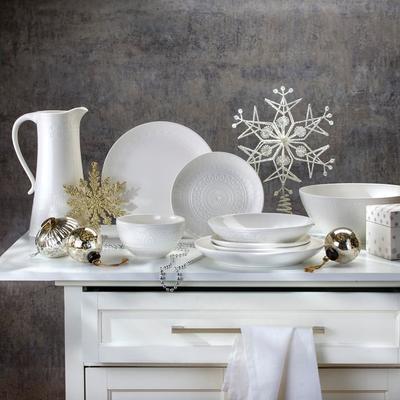 Euro Ceramica Fez 16 Piece / 32 Piece Double Bowl Dinnerware Set - White
