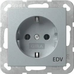 Gira Steckdose Aufdruck EDV Aluminium 445826