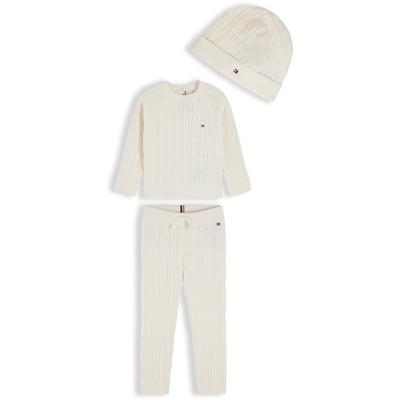 Neugeborenen-Geschenkset TOMMY HILFIGER, Mädchen, Gr. 56, weiß (ivory petal), Strick, Obermaterial: 100% Baumwolle, unifarben, KOB Set-Artikel, weiche Strickqualität, für Babys