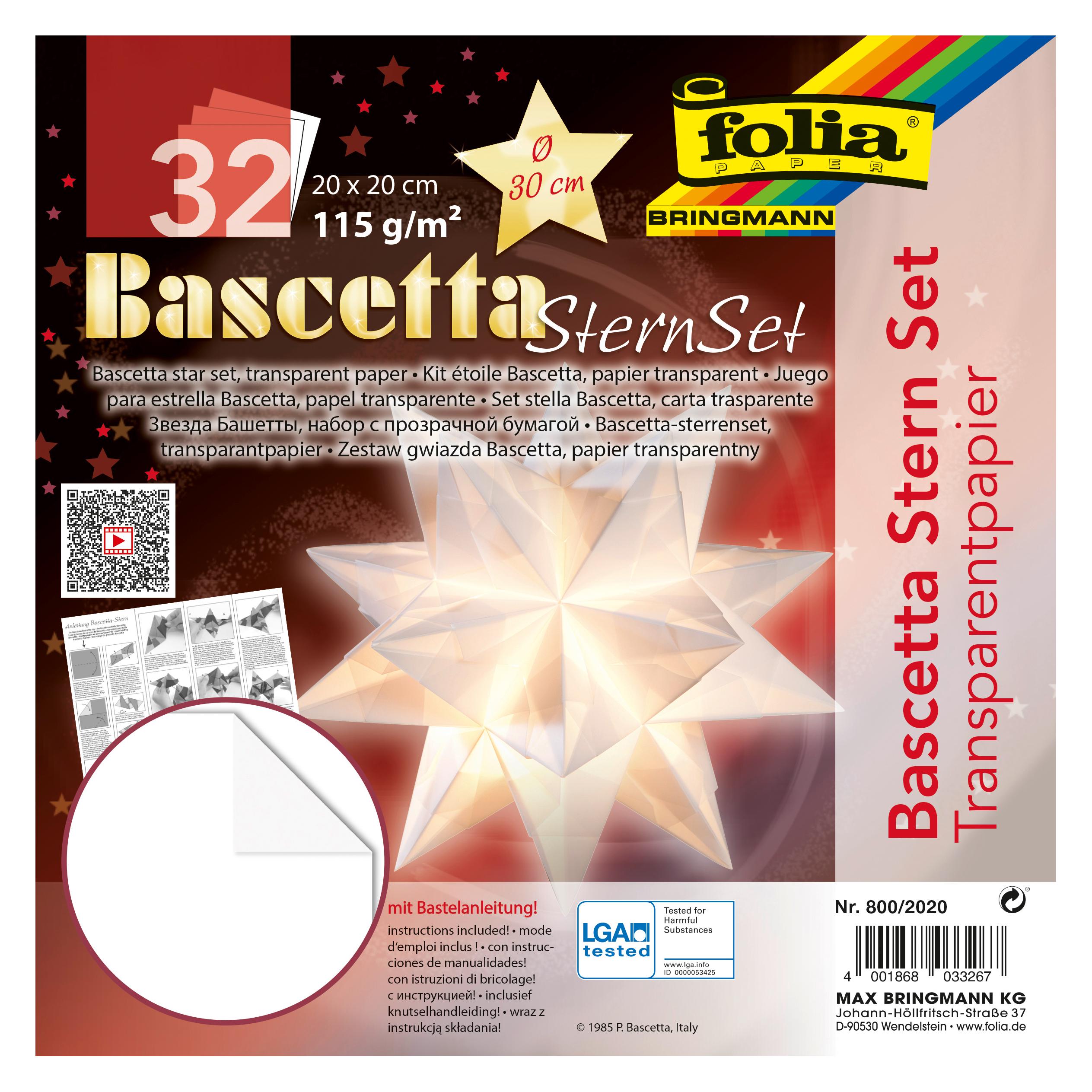 Folia Faltblätter Bascetta-Stern weiss (115 g/m², 1x) (800/2020)