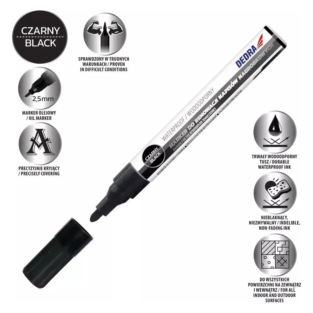 Dedra Marker für die Renovierungsgräbsteine, schwarz, 1 Stück (1x) (M89Z73)