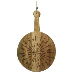 Schneidebrett Servierbrett rund Mangoholz mit Griff Serviertablett 46cm natur