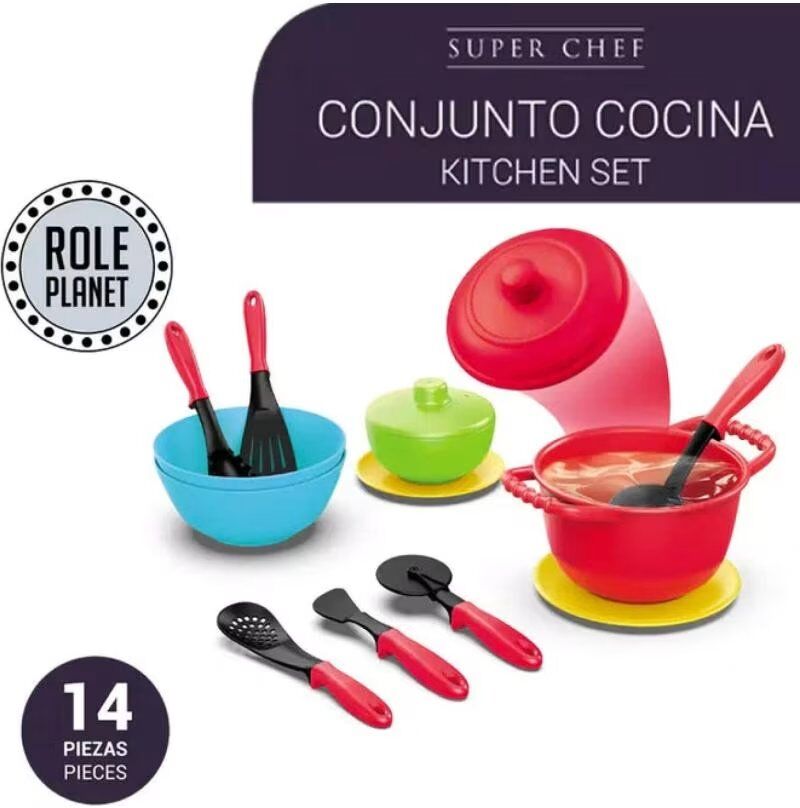Toy Planet Conjunto De Cocina Infantil Role 14 Piezas, Ref 1162955 Multicolor 3 Años Niño