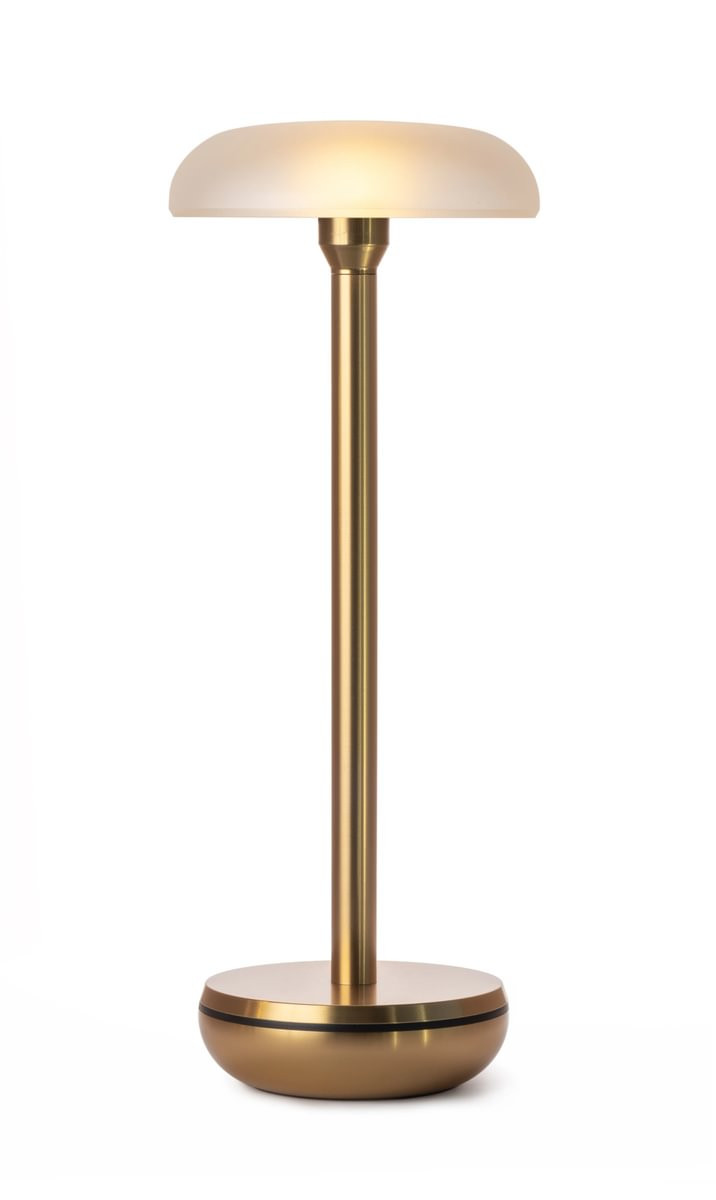 Humble Air Gold - Oplaadbare tafellamp met frosted glas en aluminium in goud/messing