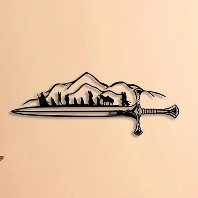 Multisell Products Hub Metal Wall Art Retro Iron, The Fellowship Of The Ring, Silhouette Mural Frodo And Sam, Fantasy Home Decoration Metal Wall Art Retro Iron, The Fellowship Of The Ring, Silhouette Mural Frodo And Sam, Fantasy Home Decoration