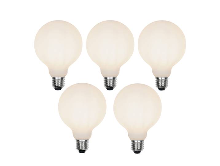 Lot de 5 Lampe LED E27 dimmable en 3 étapes G95 verre dépoli 5W