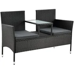 Polyrattan Sitzbank Monaco - Schwarz