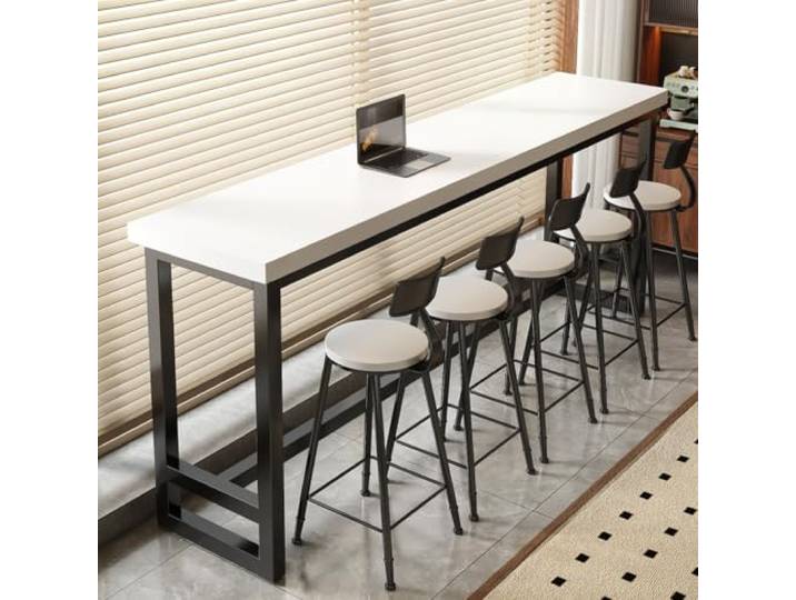 Massivholz Bartisch Rechteckig, Industrial, Stehtisch Küchenarbeitsstation Eingangstische und Beistelltische mit Metallgestell eignen sich für Cafés, Wohnzimmer, Esszimmer und Bars.(A,140*30CM)